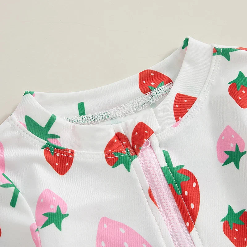 Strawberry & Flowers Girls Swimsuits